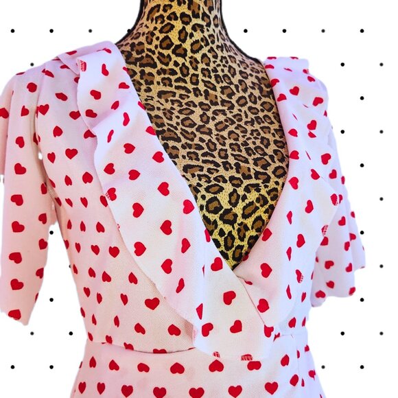 Pretty Little Things Ruffled white dress with red hearts SIZE 6 - Picture 6 of 10